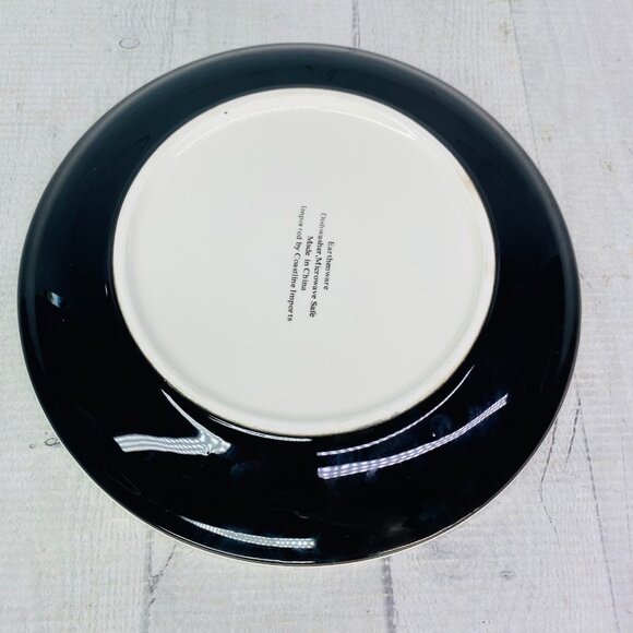 Coastline Imports White Black Polka Dots Earthenware 8" Round Plates Set of 4 - Picture 5 of 16